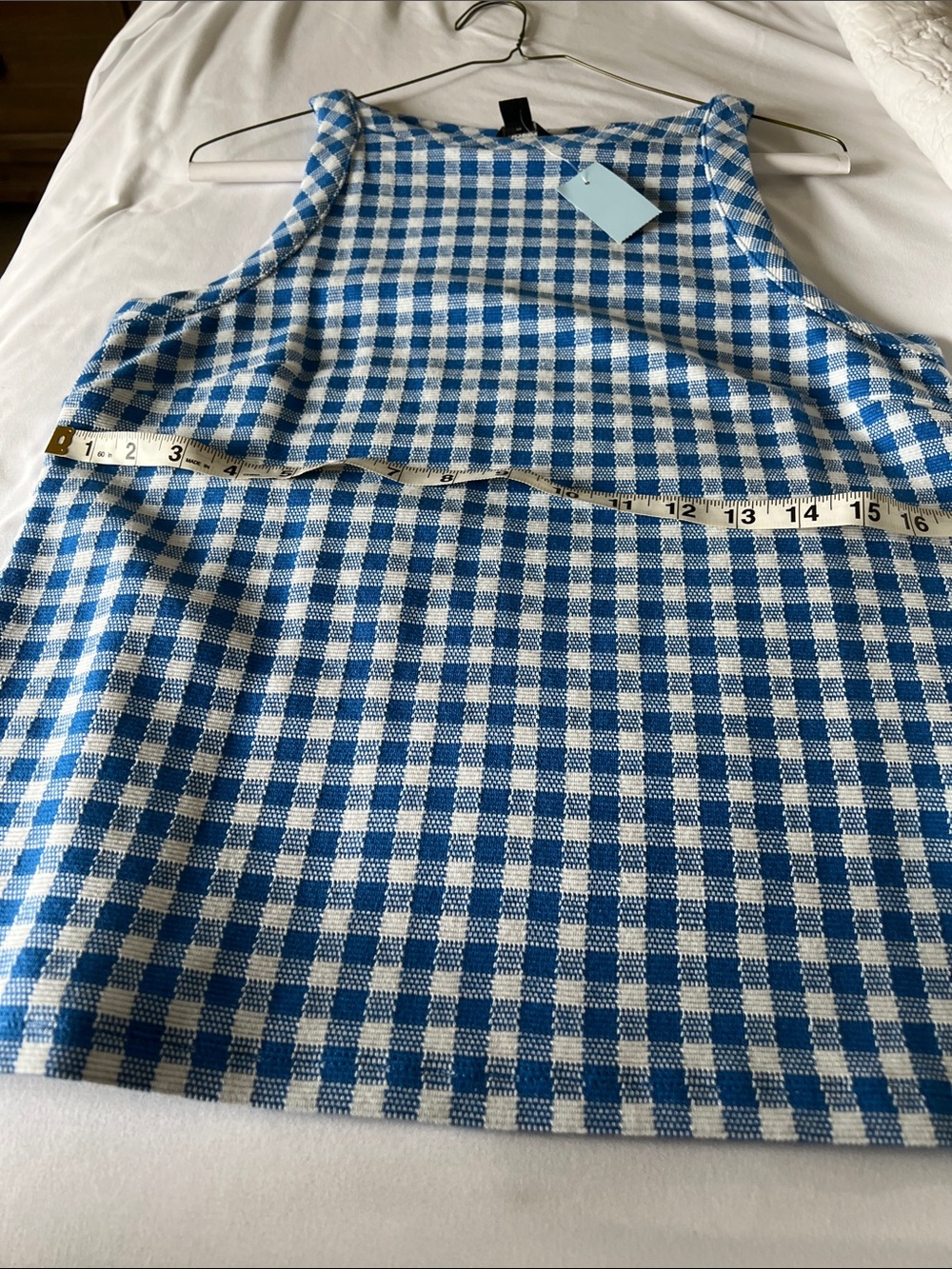 Ann Taylor Blue and White Gingham Sleeveless Tank - Picture 4 of 5
